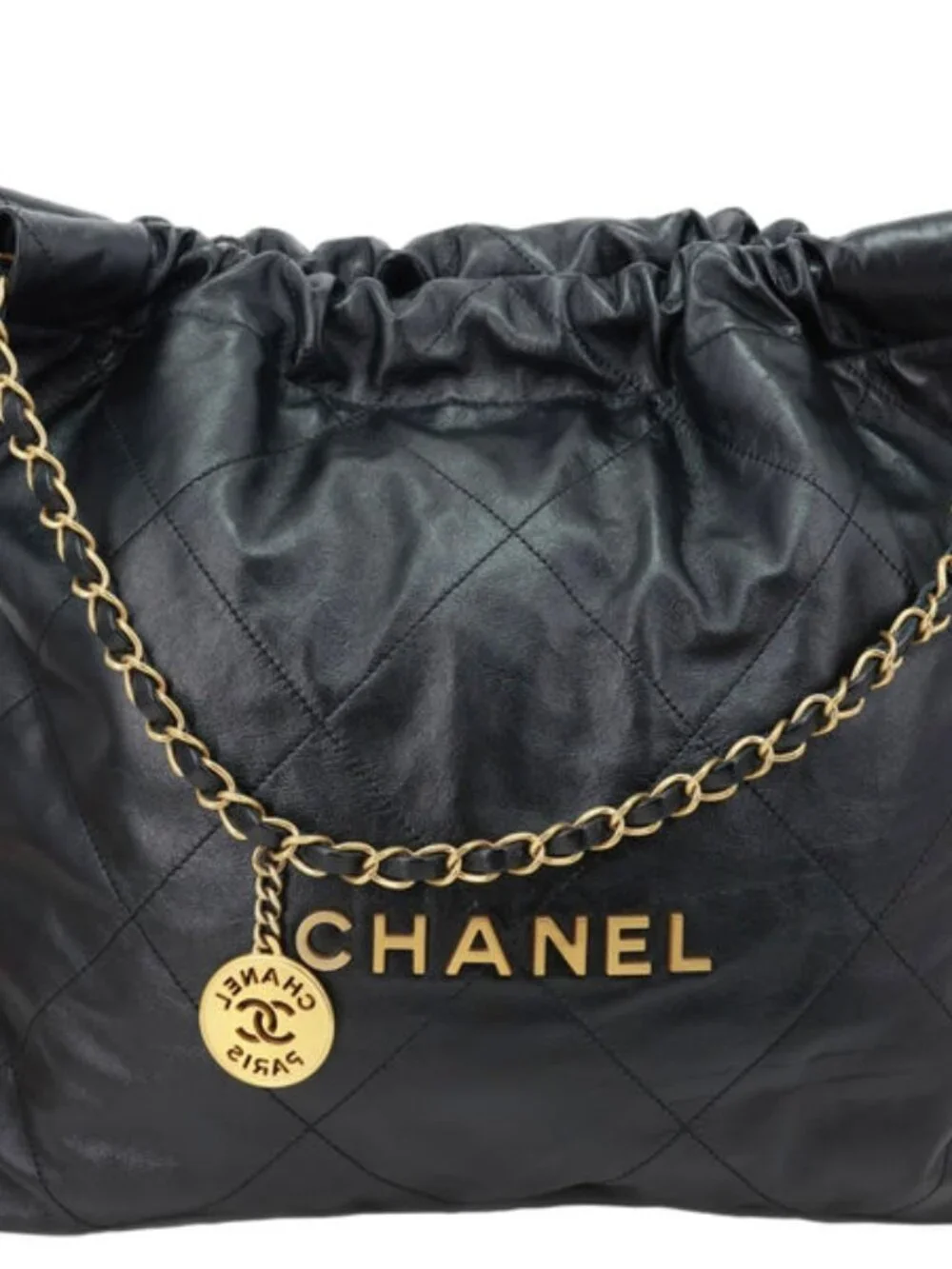 Chanel  22 Large Quilted Calfskin Leather Hobo Bag Black